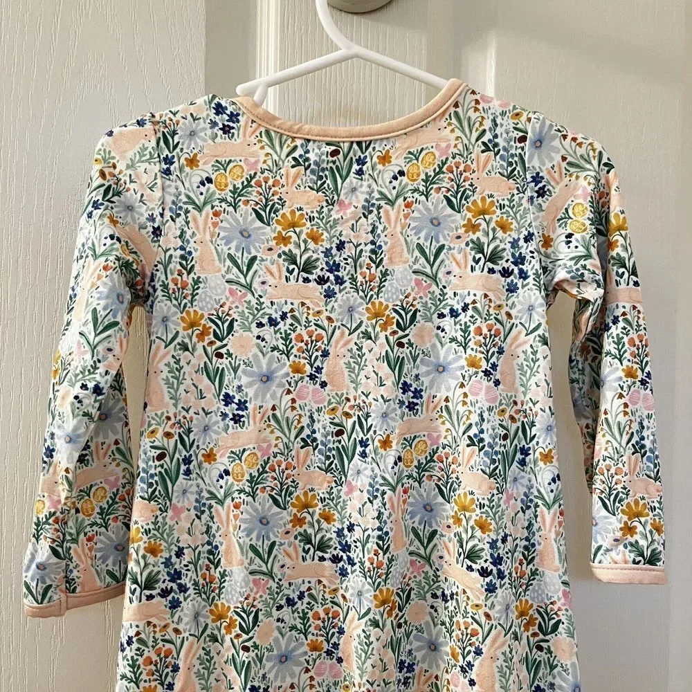Ollie Jay Bamboo Lounge Dress Nightgown Floral Bunny Garden Easter Girls 12-18M